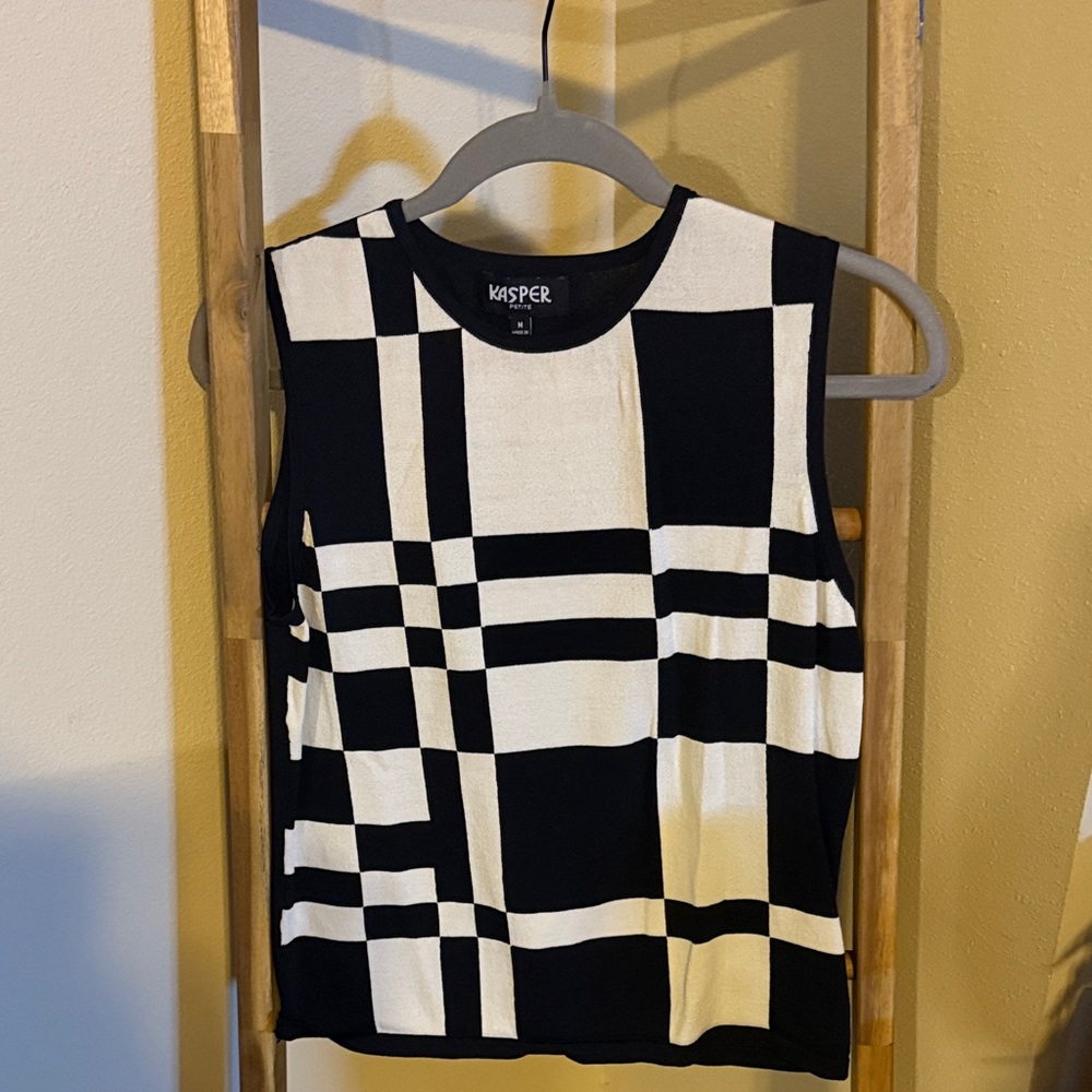 Vintage Geometric Black and White Tank Top